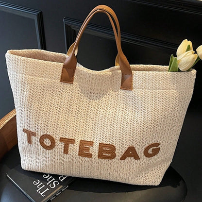 Women's Woven Handbag- Minimalist And Elegant Design, Suitable For Work, Travel, And Beach Scenes. Decorative Stitching And Fine Weaving Techniques