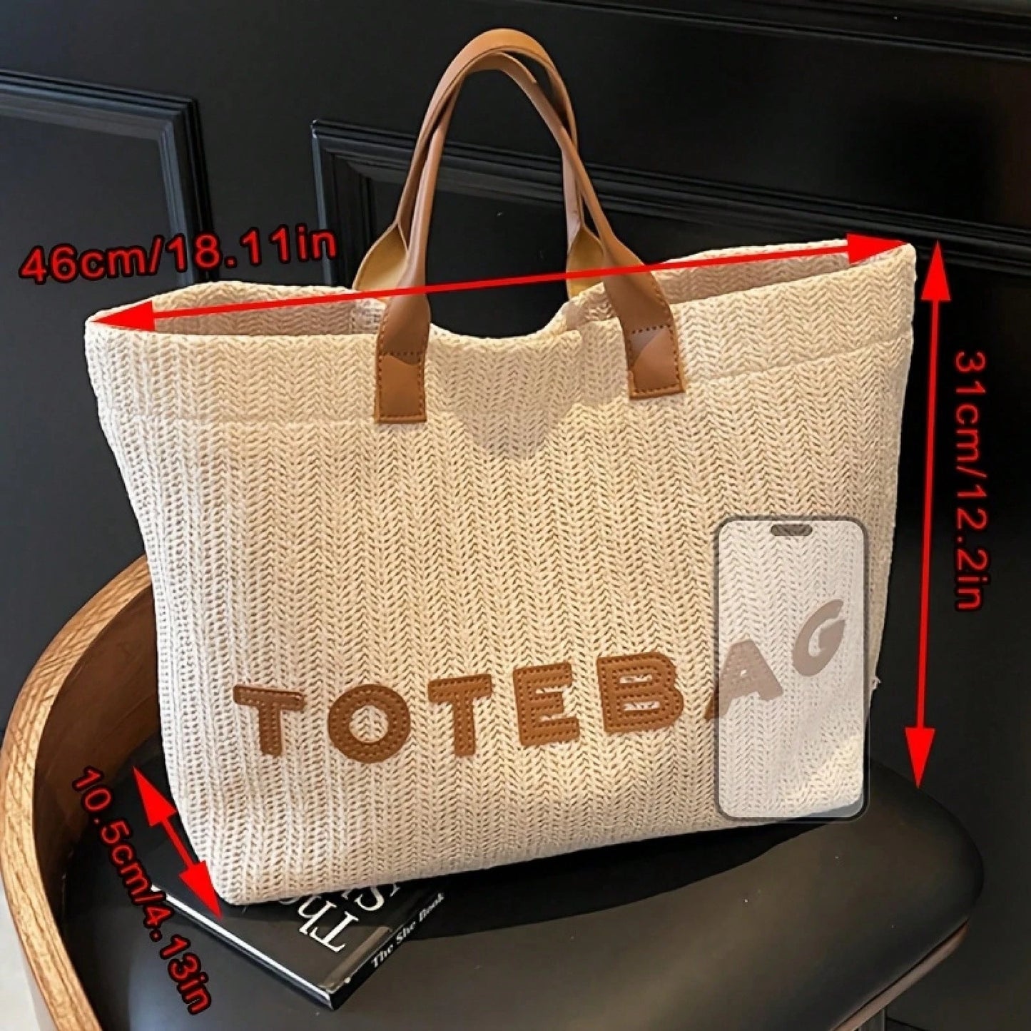 Women's Woven Handbag- Minimalist And Elegant Design, Suitable For Work, Travel, And Beach Scenes. Decorative Stitching And Fine Weaving Techniques