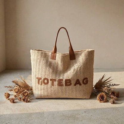 Women's Woven Handbag- Minimalist And Elegant Design, Suitable For Work, Travel, And Beach Scenes. Decorative Stitching And Fine Weaving Techniques