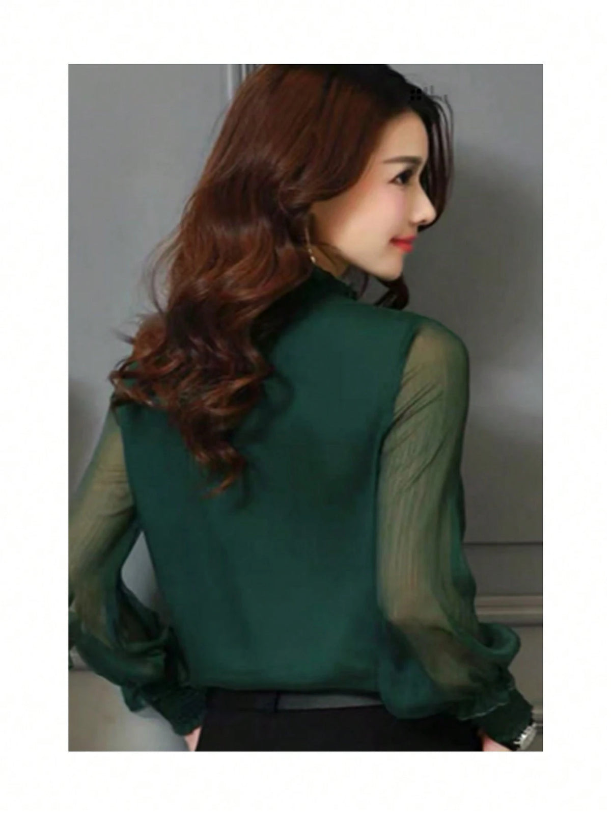 Women Sheer Solid Color Blouse, Fashionable Summer Wear Fall Cloth For Women