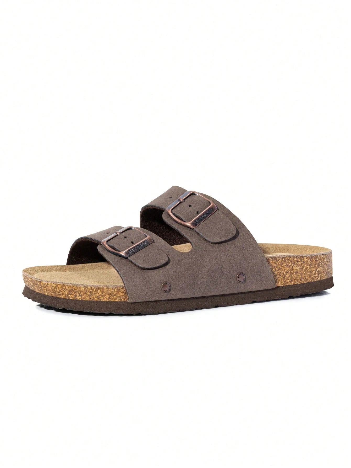 Womens Flat Sandals With Cork Footbed Adjustable Buckle Open Toe Slides For Summer Size 6-11