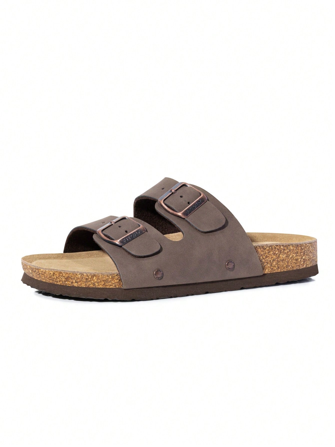 Womens Flat Sandals With Cork Footbed Adjustable Buckle Open Toe Slides For Summer Size 6-11