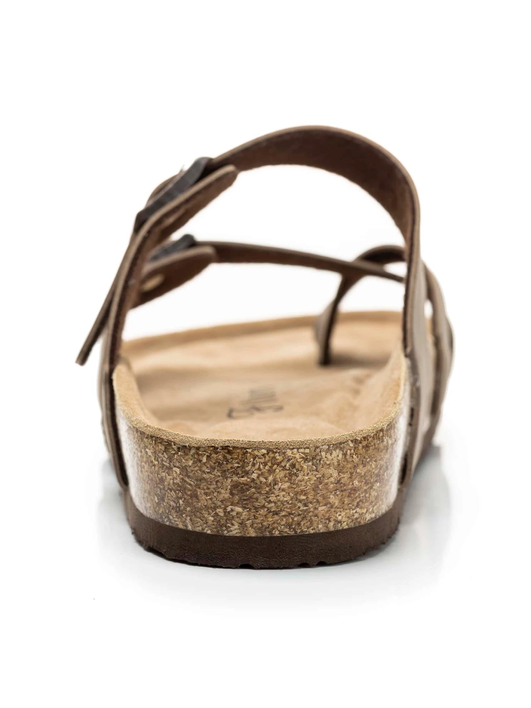 Womens Leather Slide Sandals With Comfort Footbed