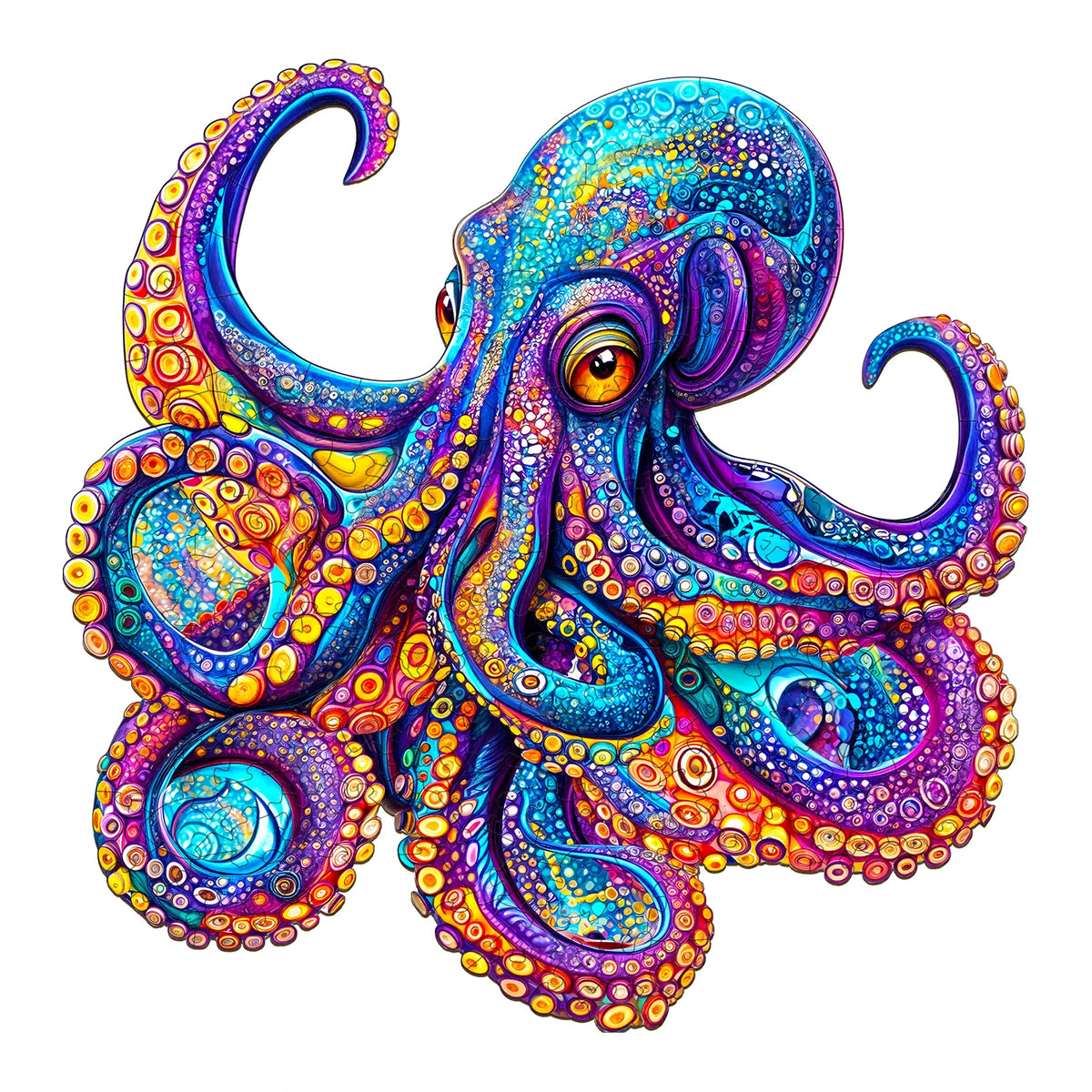 WOODBESTS 1PC Colorful Octopus Wooden Irregular Puzzle, Animal-Shaped 2D Jigsaw Toy For Kids And Adults. Educational Game, Great Gift For Party, Holiday, Christmas And Birthday. Unique Magical Desktop
