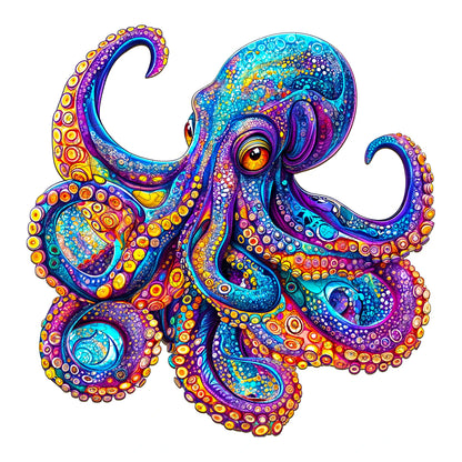 WOODBESTS 1PC Colorful Octopus Wooden Irregular Puzzle, Animal-Shaped 2D Jigsaw Toy For Kids And Adults. Educational Game, Great Gift For Party, Holiday, Christmas And Birthday. Unique Magical Desktop