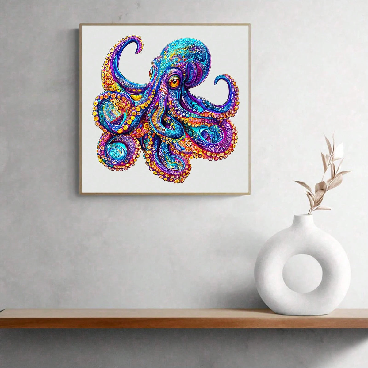 WOODBESTS 1PC Colorful Octopus Wooden Irregular Puzzle, Animal-Shaped 2D Jigsaw Toy For Kids And Adults. Educational Game, Great Gift For Party, Holiday, Christmas And Birthday. Unique Magical Desktop