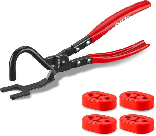 WORKPRO Exhaust Hanger Removal Tool With 4 Rubber Hangers, Red| Exhaust Hanger Pliers For Car &Amp; Truck Rubber Exhaust Hangers Muffler Hanger, For
