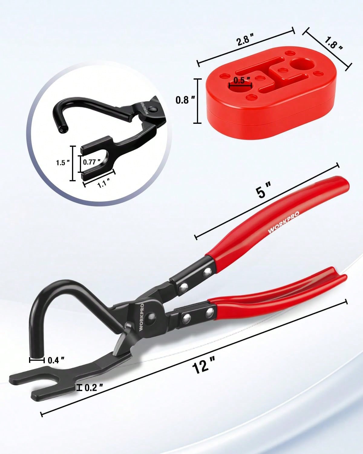 WORKPRO Exhaust Hanger Removal Tool With 4 Rubber Hangers, Red| Exhaust Hanger Pliers For Car &Amp; Truck Rubber Exhaust Hangers Muffler Hanger, For