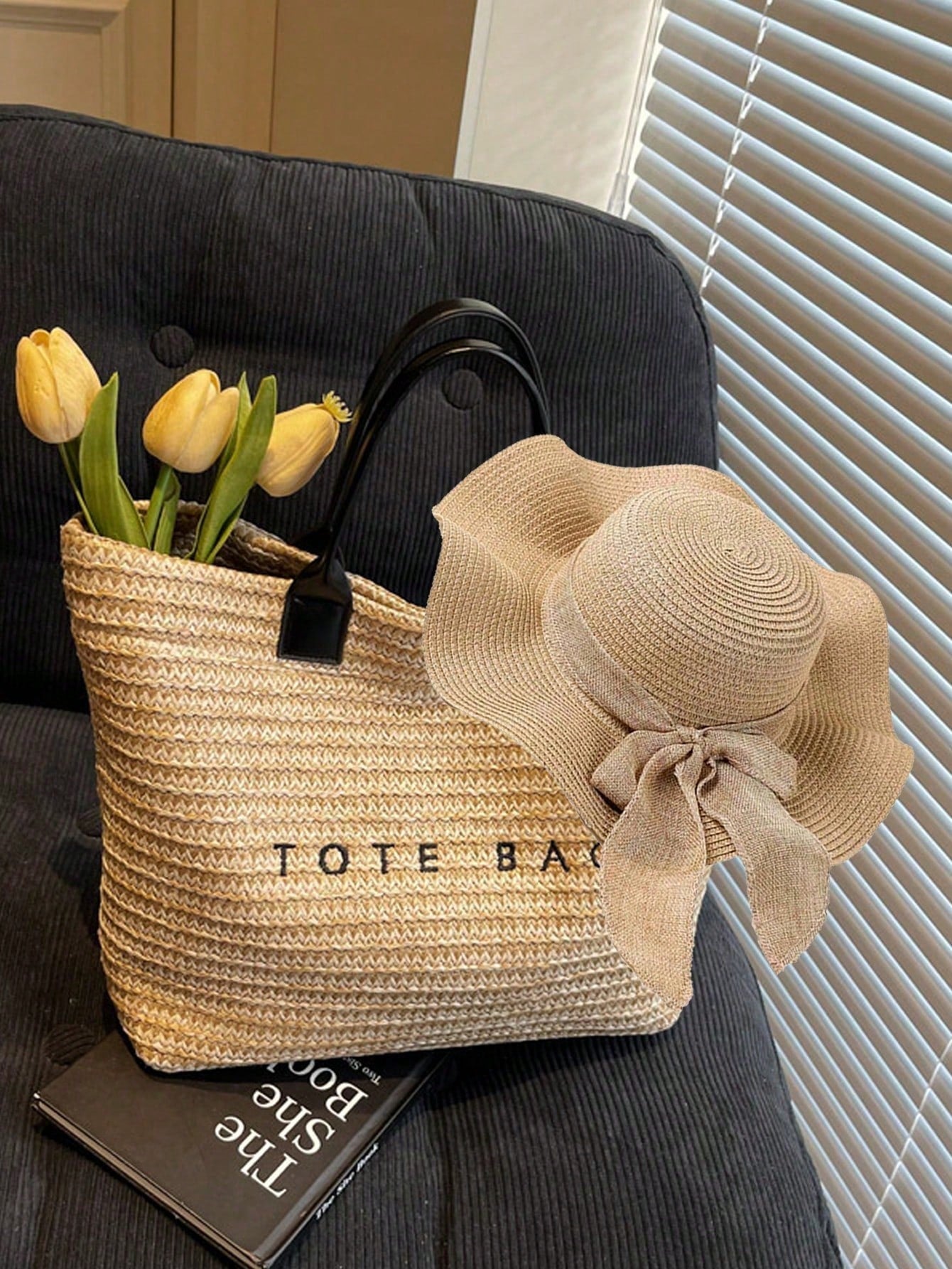Woven Straw Tote Bag, Beach Vacation "TOTE BAG" Print Straw Handbag, Versatile As Beach Tote, Summer Handbag, Grocery Bag, Bohemian Summer Touch, Suitable For Beach Lovers, Boho Style Enthusiasts, Wom