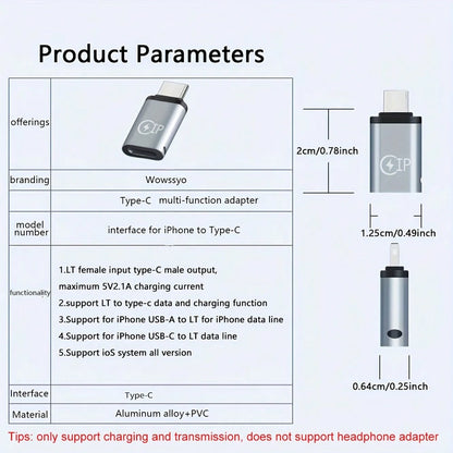 Wowssyo 2pcs/4pcs Pack/ Charging And Data Transfer Adapter, Port To Type-C Port, Type-C Connector To Port, Phone OTG Adapter (Supports Charging And Transfer Only, Not Earphone Adapter)