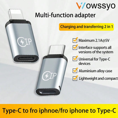 Wowssyo 2pcs/4pcs Pack/ Charging And Data Transfer Adapter, Port To Type-C Port, Type-C Connector To Port, Phone OTG Adapter (Supports Charging And Transfer Only, Not Earphone Adapter)
