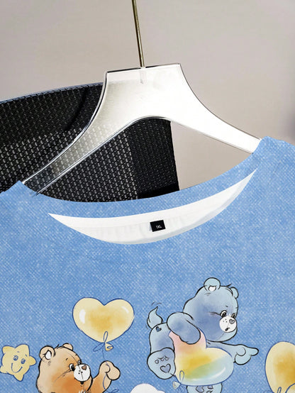 X Care Bears Plus Size Cute Cartoon Print Round Neck Short Sleeve T-Shirt