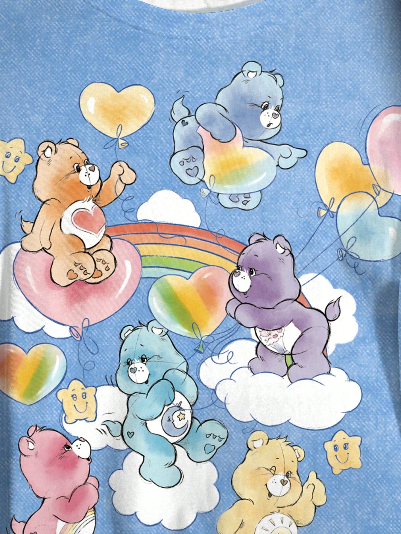 X Care Bears Plus Size Cute Cartoon Print Round Neck Short Sleeve T-Shirt