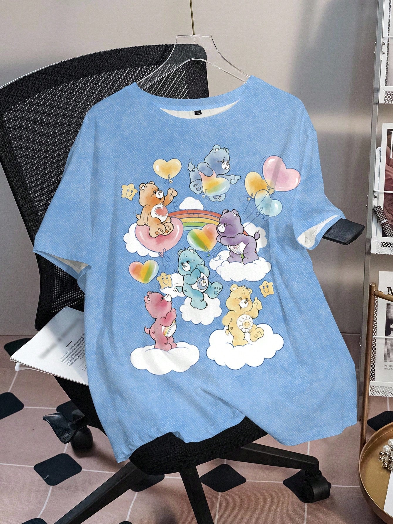 X Care Bears Plus Size Cute Cartoon Print Round Neck Short Sleeve T-Shirt