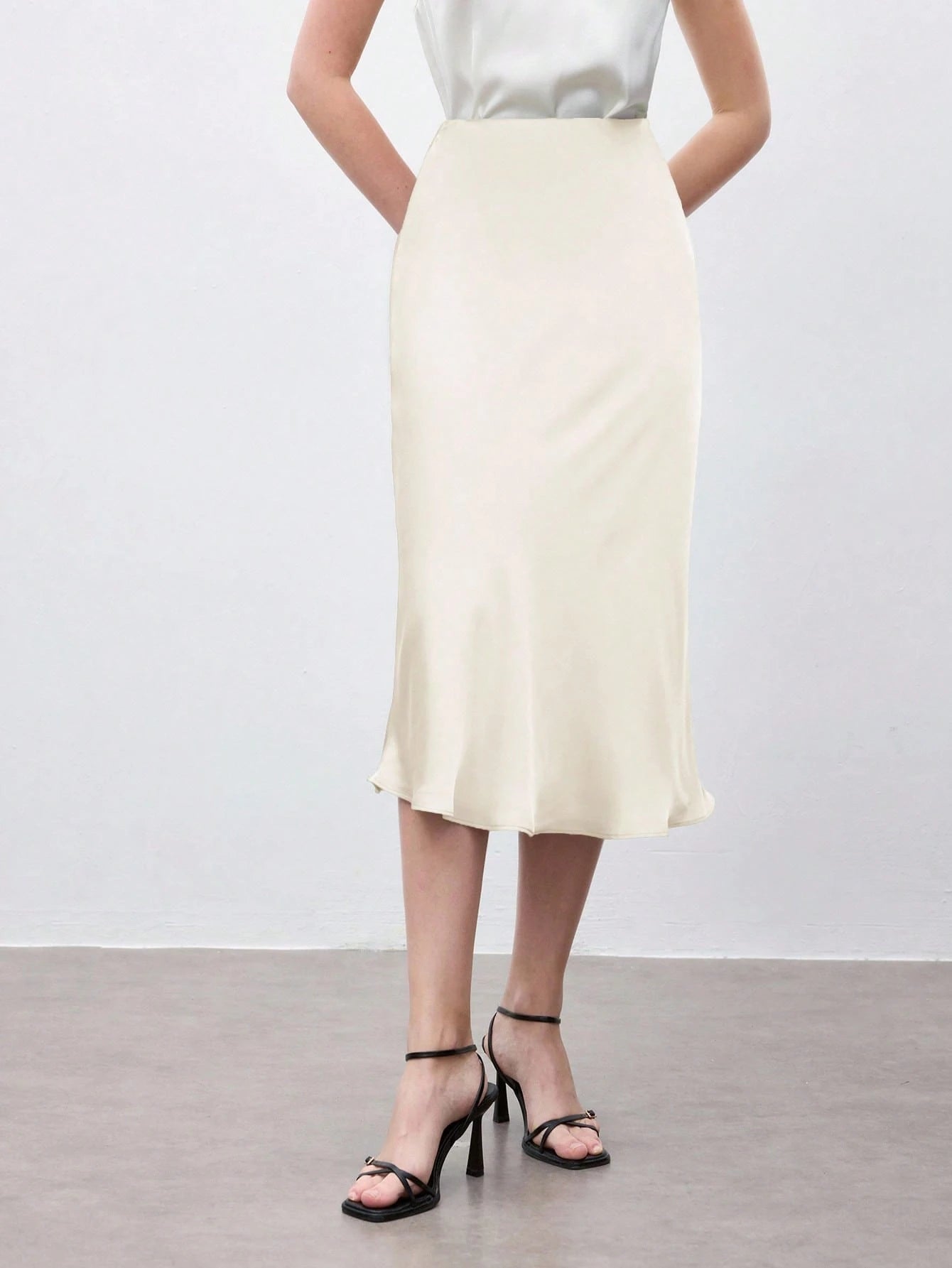 X ITS MICH BizChic Apricot Women's Skirt, Cream Hem Fishtail A-Line, Elegant Minimalist Casual Vacation Party Date Wedding Guest Independence Day Graduation Season Music Festival Slimming Elegan