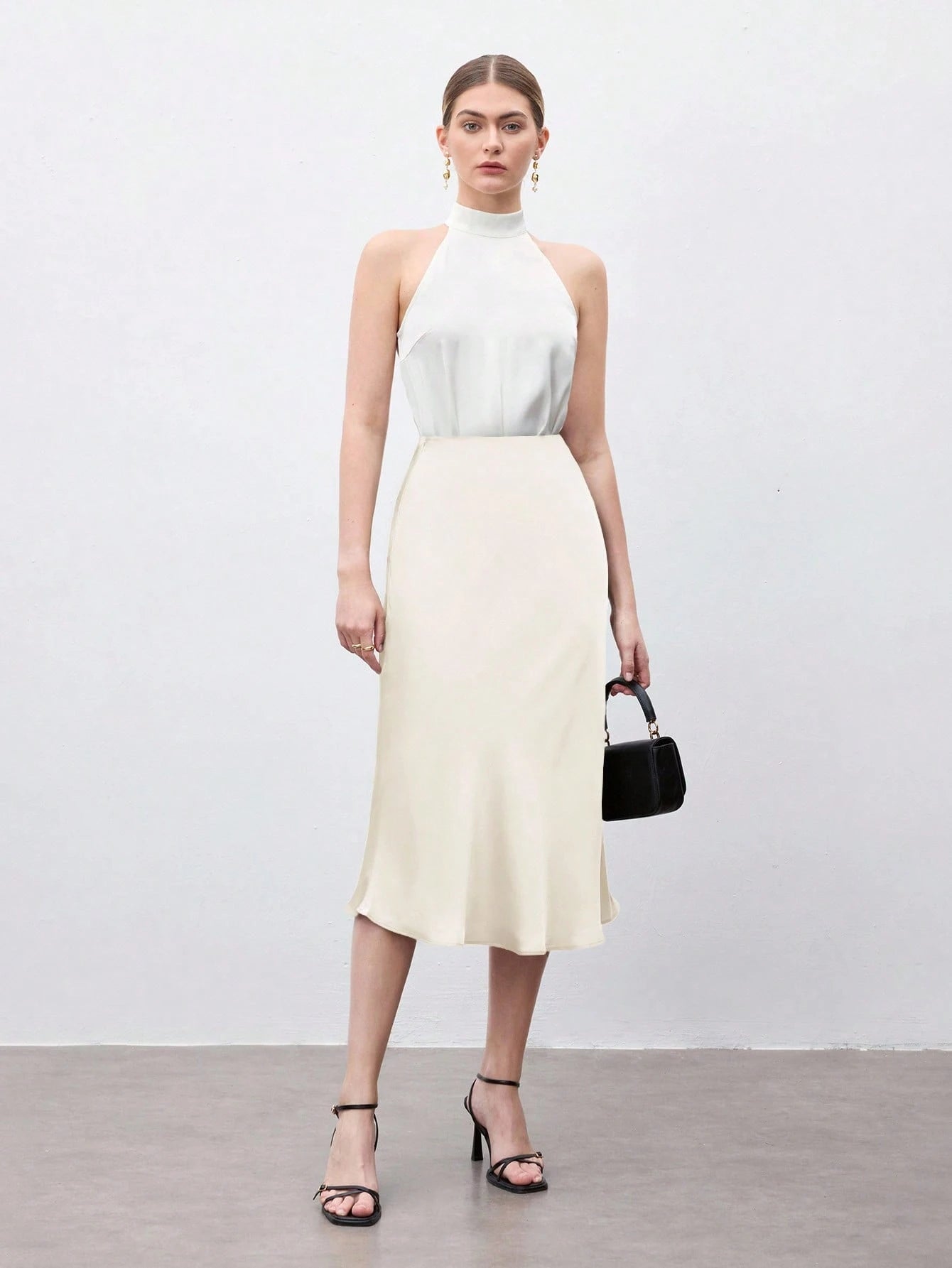 X ITS MICH BizChic Apricot Women's Skirt, Cream Hem Fishtail A-Line, Elegant Minimalist Casual Vacation Party Date Wedding Guest Independence Day Graduation Season Music Festival Slimming Elegan