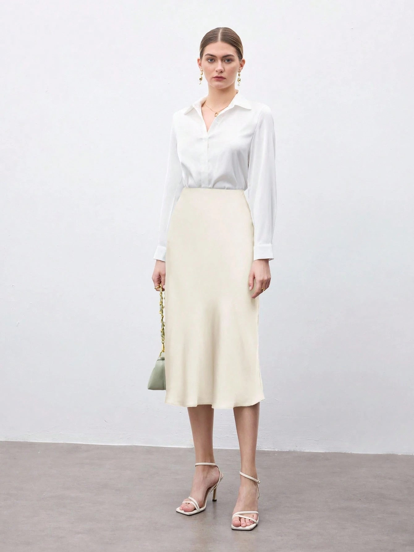 X ITS MICH BizChic Apricot Women's Skirt, Cream Hem Fishtail A-Line, Elegant Minimalist Casual Vacation Party Date Wedding Guest Independence Day Graduation Season Music Festival Slimming Elegan