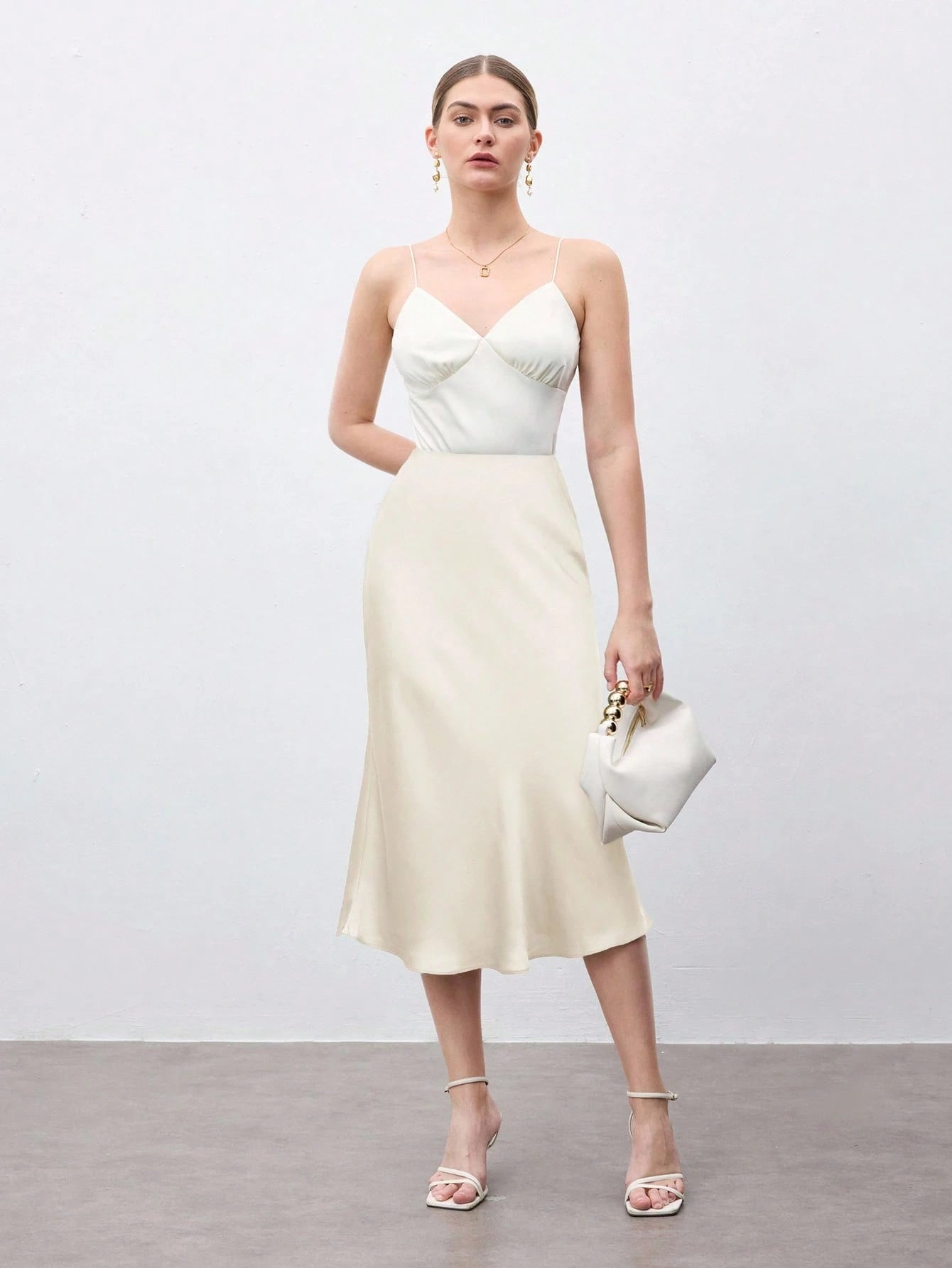 X ITS MICH BizChic Apricot Women's Skirt, Cream Hem Fishtail A-Line, Elegant Minimalist Casual Vacation Party Date Wedding Guest Independence Day Graduation Season Music Festival Slimming Elegan
