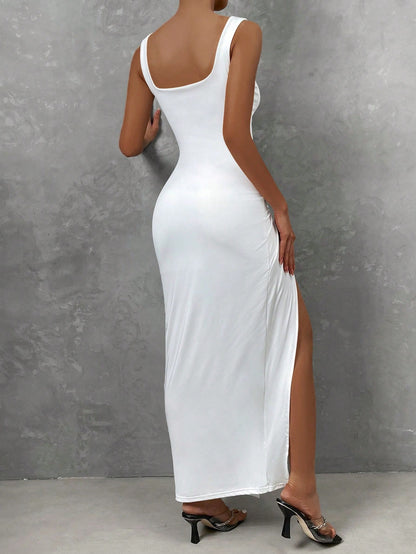 x Marika Sila Chiquease Cut Out Twist Front Split Thigh Dress Maxi Women Outfit