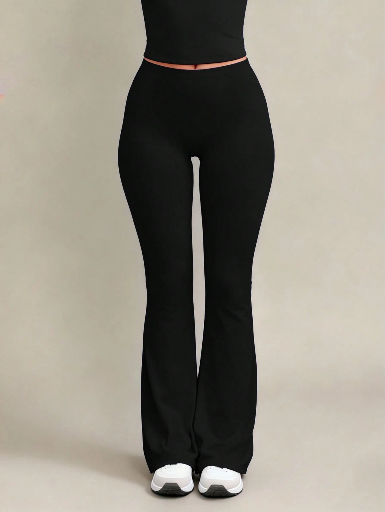 XLLAIS 2026 Sexy High Waist Stretchy Flare Pants, Solid Color Casual Sports Pants, Suitable For Halloween Black Spring