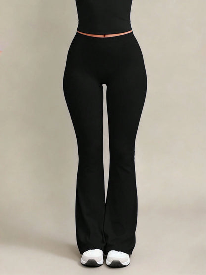 XLLAIS 2026 Sexy High Waist Stretchy Flare Pants, Solid Color Casual Sports Pants, Suitable For Halloween Black Spring