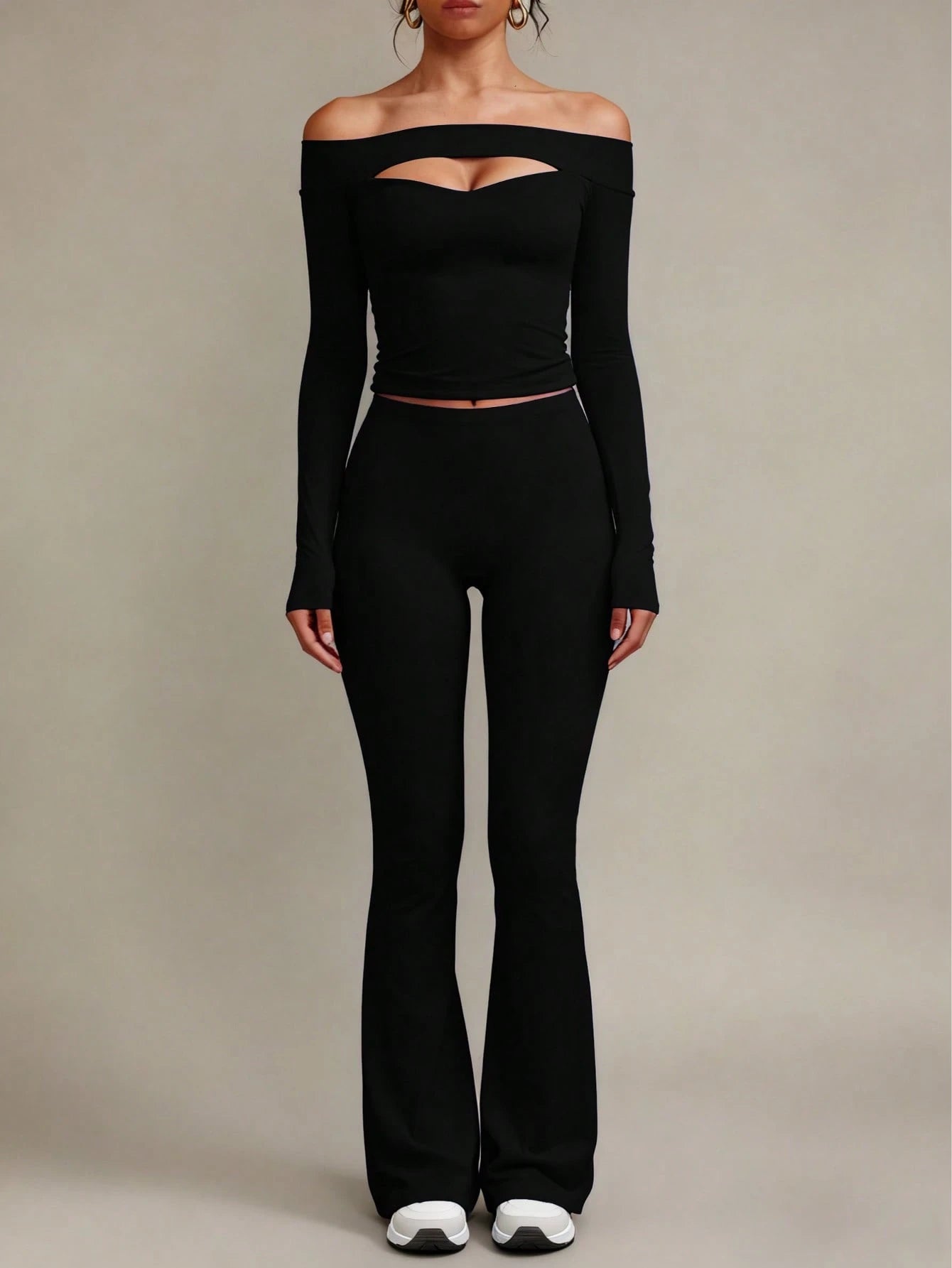 XLLAIS 2026 Sexy High Waist Stretchy Flare Pants, Solid Color Casual Sports Pants, Suitable For Halloween Black Spring