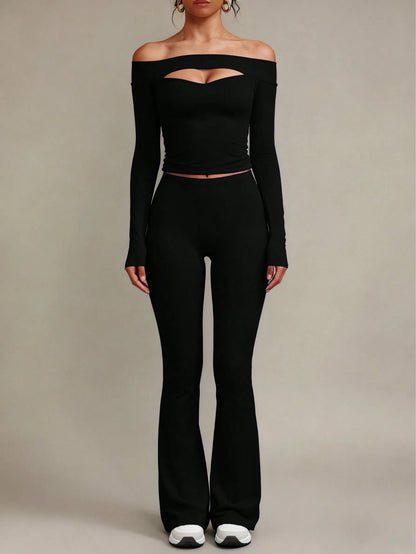 XLLAIS 2026 Sexy High Waist Stretchy Flare Pants, Solid Color Casual Sports Pants, Suitable For Halloween Black Spring