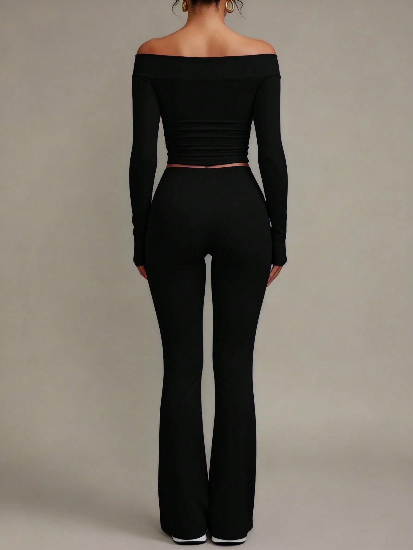 XLLAIS 2026 Sexy High Waist Stretchy Flare Pants, Solid Color Casual Sports Pants, Suitable For Halloween Black Spring