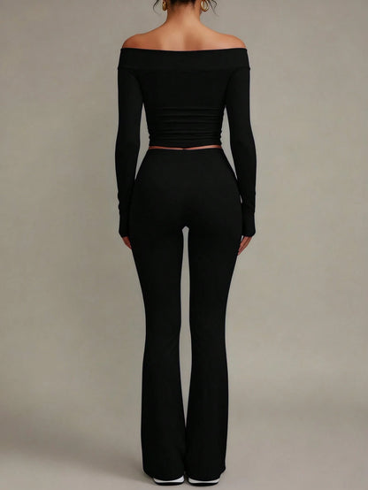 XLLAIS 2026 Sexy High Waist Stretchy Flare Pants, Solid Color Casual Sports Pants, Suitable For Halloween Black Spring