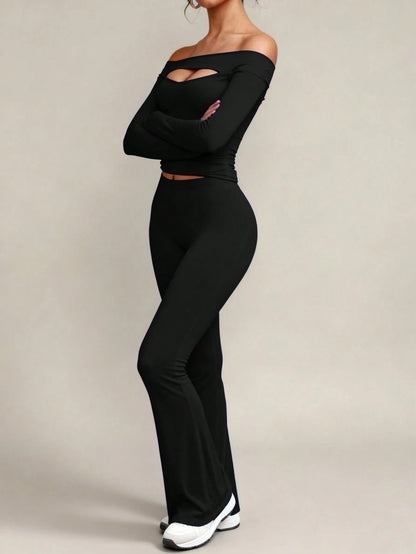 XLLAIS 2026 Sexy High Waist Stretchy Flare Pants, Solid Color Casual Sports Pants, Suitable For Halloween Black Spring