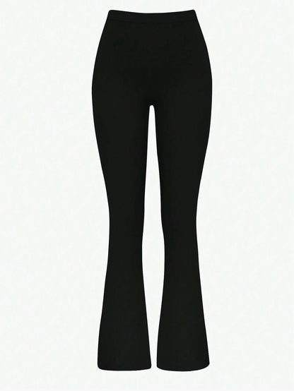 XLLAIS 2026 Sexy High Waist Stretchy Flare Pants, Solid Color Casual Sports Pants, Suitable For Halloween Black Spring
