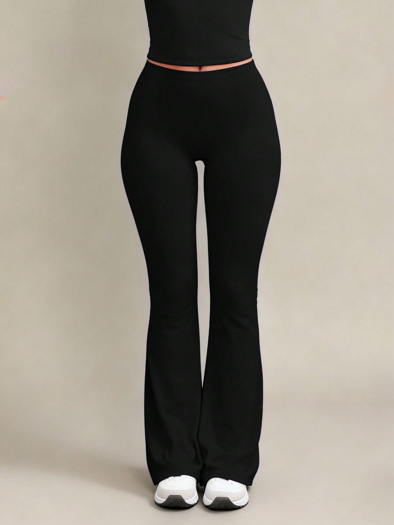 XLLAIS 2026 Sexy High Waist Stretchy Flare Pants, Solid Color Casual Sports Pants, Suitable For Halloween Black Spring