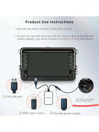 XUDA New Android 14 Wireless CarPlay And Android Auto 3-In-1 Smart Box Quad-Core 2GB RAM+16GB ROM/4GB RAM+32GB ROM Plug And Play Built-In App Support 98% Of Original Wired CarPlay Or Wired Android Aut