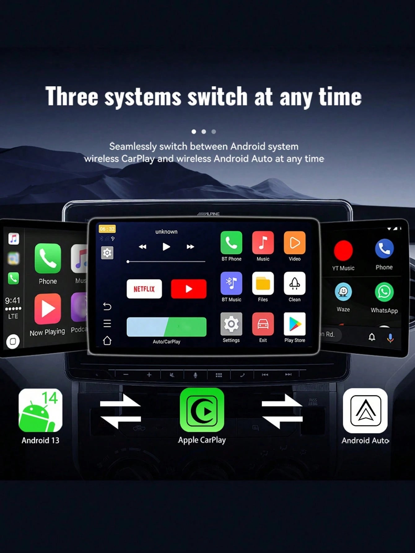 XUDA New Android 14 Wireless CarPlay And Android Auto 3-In-1 Smart Box Quad-Core 2GB RAM+16GB ROM/4GB RAM+32GB ROM Plug And Play Built-In App Support 98% Of Original Wired CarPlay Or Wired Android Aut