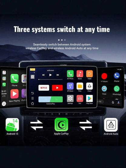 XUDA New Android 14 Wireless CarPlay And Android Auto 3-In-1 Smart Box Quad-Core 2GB RAM+16GB ROM/4GB RAM+32GB ROM Plug And Play Built-In App Support 98% Of Original Wired CarPlay Or Wired Android Aut