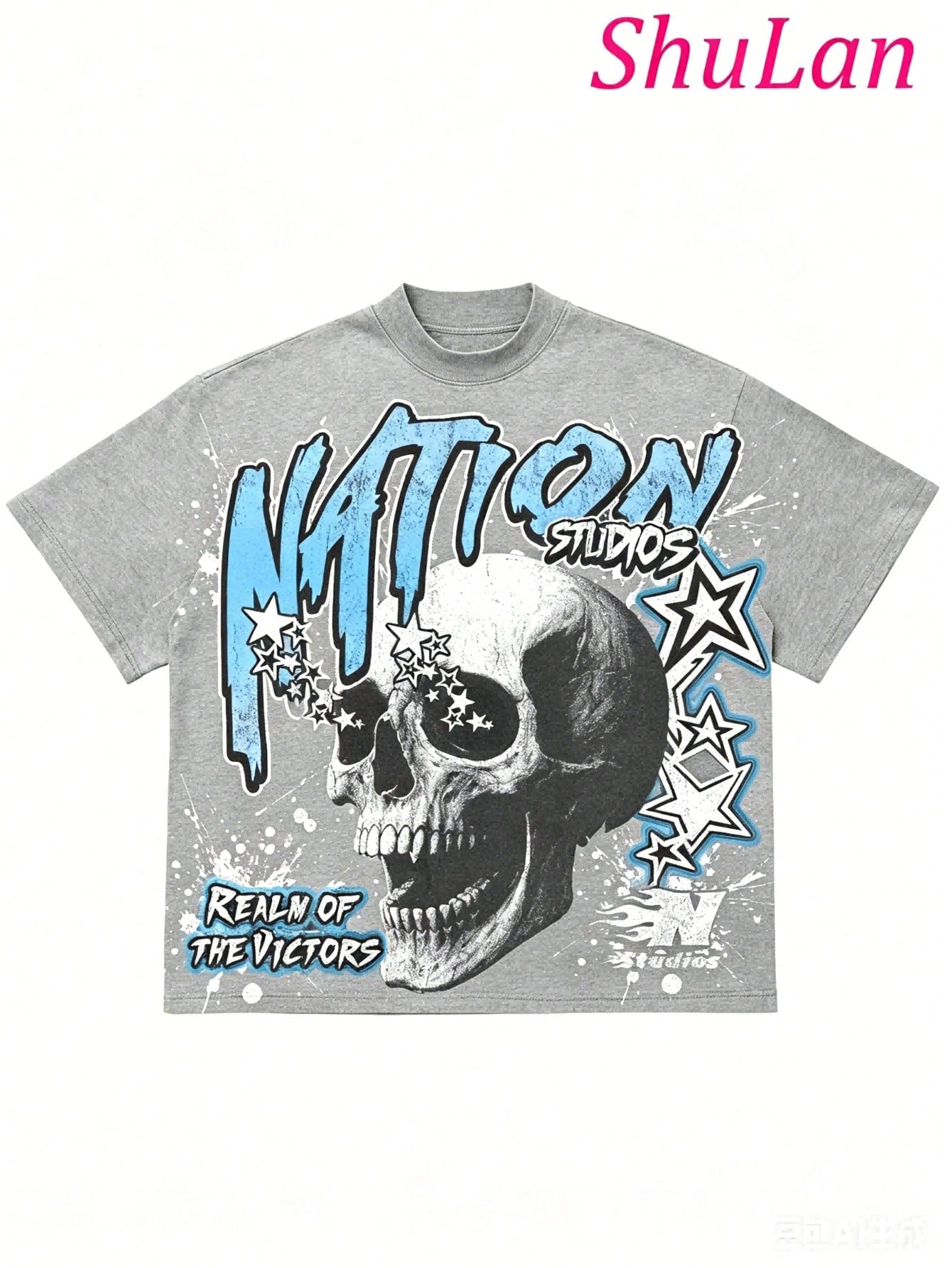 Y2K Hip-Hop Men's Vintage Skull Star Graphic Tee Streetwear Men Summer Casual Fashion Men Clothes Top