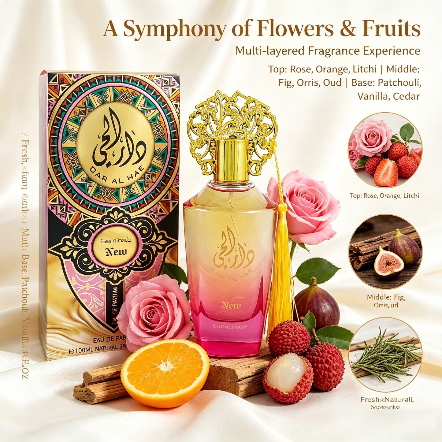 YCXF Arabian Men's Perfume 100ml- Luxurious Middle Eastern Eau De Parfum Spray, Long-Lasting Floral Scent, Decorative Floral Pattern Bottle, Romantic Gift For Him