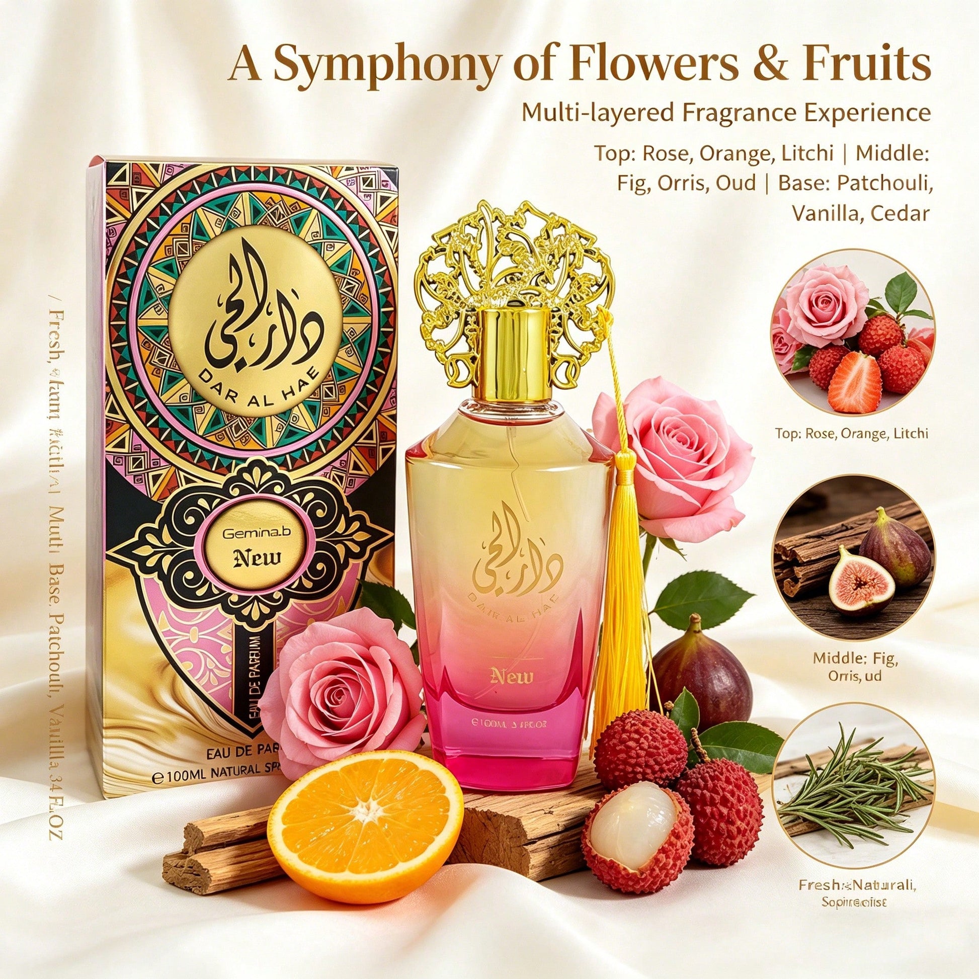 YCXF Arabian Men's Perfume 100ml- Luxurious Middle Eastern Eau De Parfum Spray, Long-Lasting Floral Scent, Decorative Floral Pattern Bottle, Romantic Gift For Him