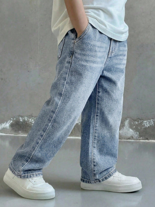 Young BoyLoose Straight Leg Blue Denim Jeans