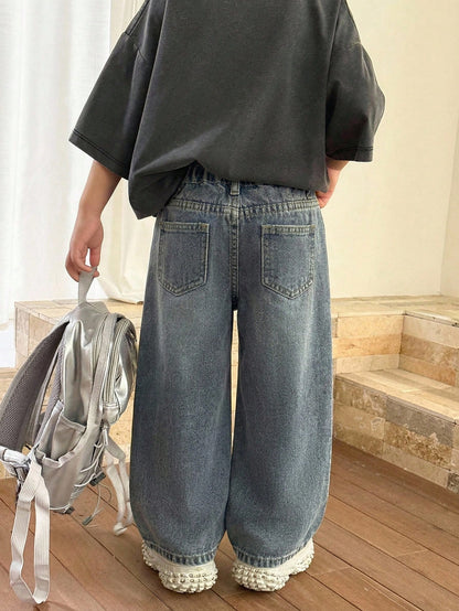 Young BoyLoose Straight Leg Blue Denim Jeans