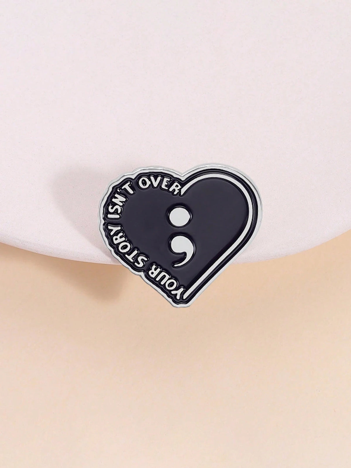 Your Story Isn't Over Semicolon Heart Enamel Pin Suicide Prevention Mental Health Lapel Brooch Gift