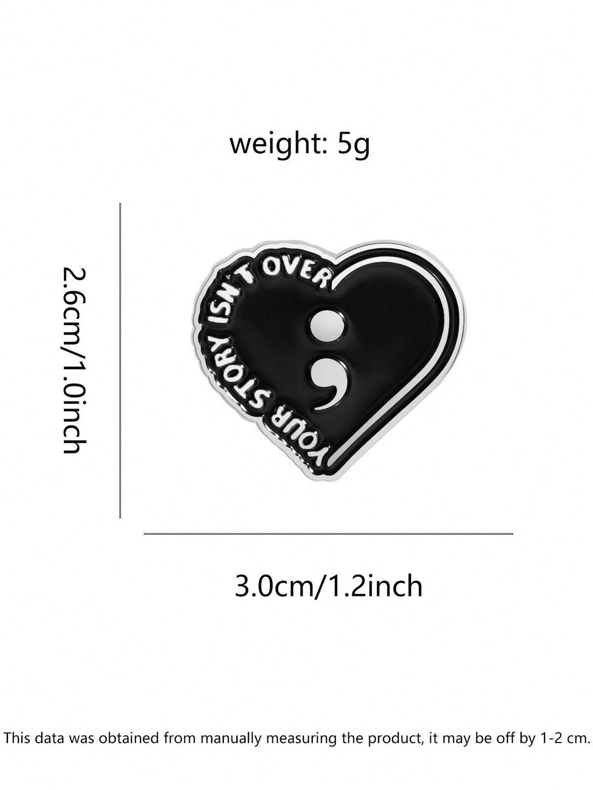 Your Story Isn't Over Semicolon Heart Enamel Pin Suicide Prevention Mental Health Lapel Brooch Gift