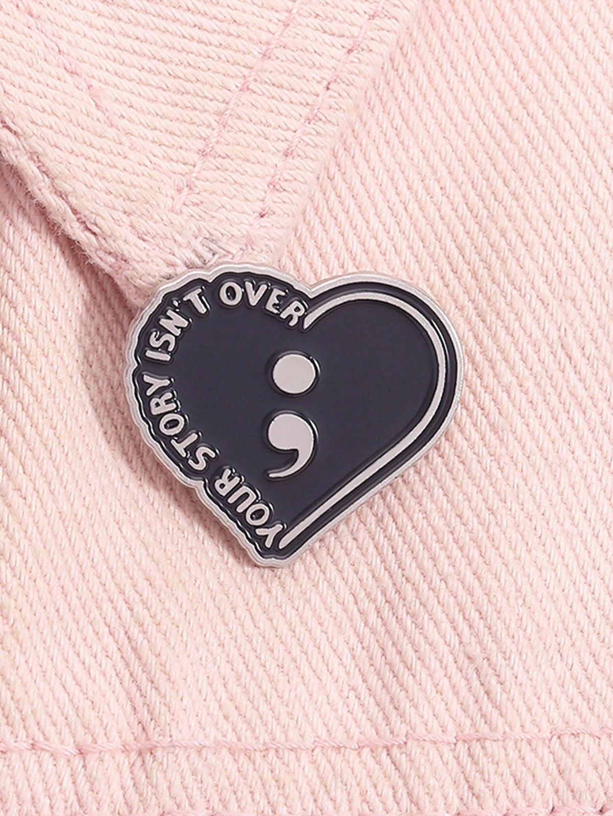 Your Story Isn't Over Semicolon Heart Enamel Pin Suicide Prevention Mental Health Lapel Brooch Gift