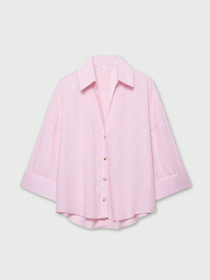 YROOE Fashion Casual Versatile Women's Shirt- Red, Minimalist, Business Casual, Daily Commute, Simple Elegant, Spring/Summer/Autumn/Winter