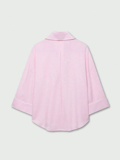 YROOE Fashion Casual Versatile Women's Shirt- Red, Minimalist, Business Casual, Daily Commute, Simple Elegant, Spring/Summer/Autumn/Winter