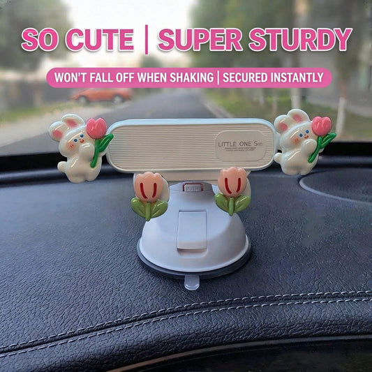 yucen 2026 New Cartoon Female Driver Phone Holder, Suction Cup Car Dashboard Mount Navigation Accessories
