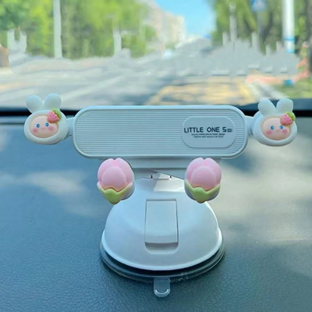 yucen 2026 New Cartoon Female Driver Phone Holder, Suction Cup Car Dashboard Mount Navigation Accessories