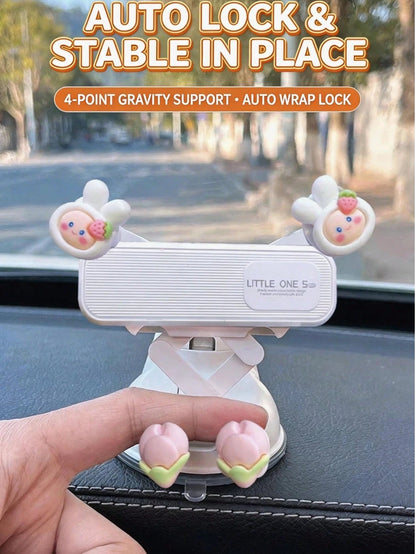 yucen 2026 New Cartoon Female Driver Phone Holder, Suction Cup Car Dashboard Mount Navigation Accessories