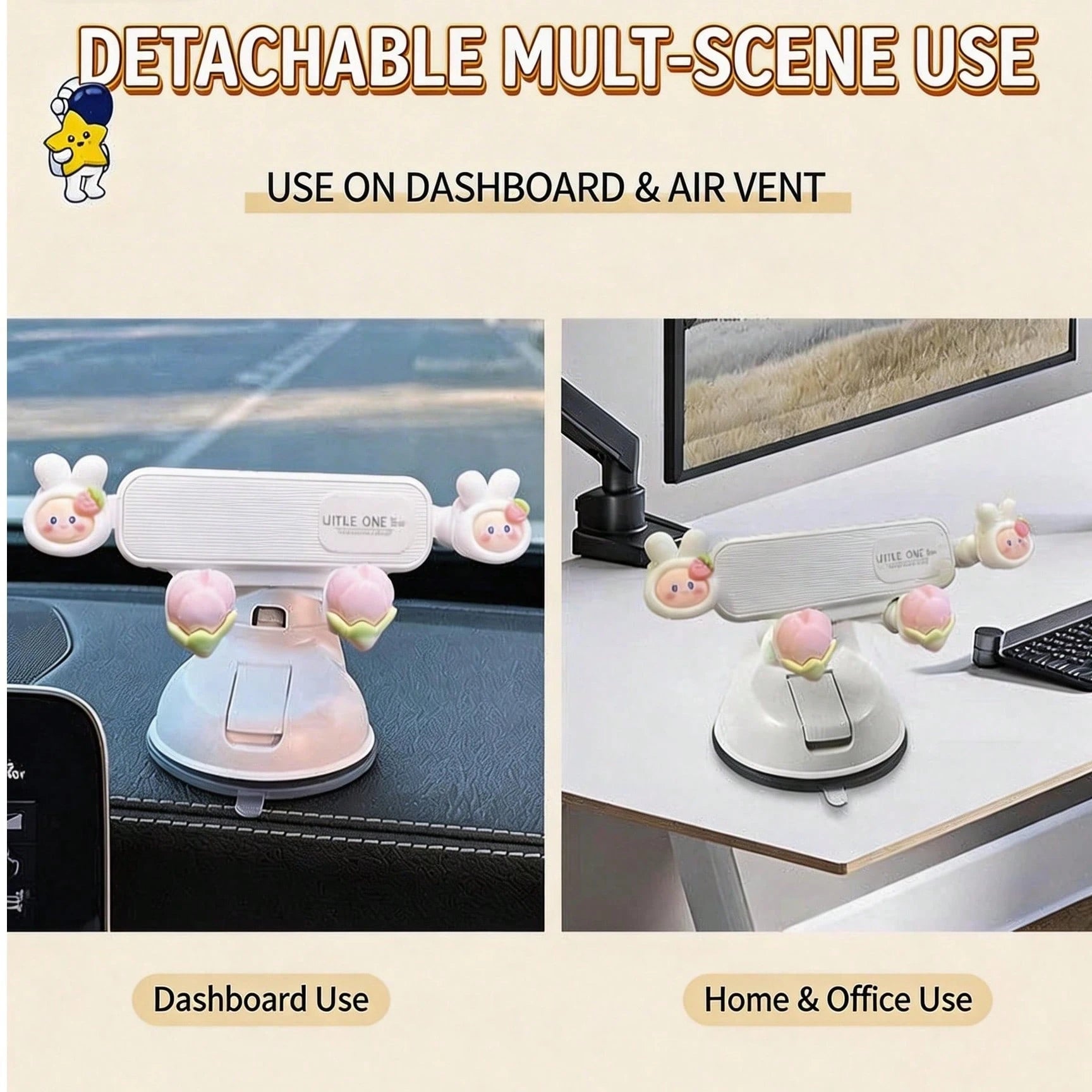 yucen 2026 New Cartoon Female Driver Phone Holder, Suction Cup Car Dashboard Mount Navigation Accessories
