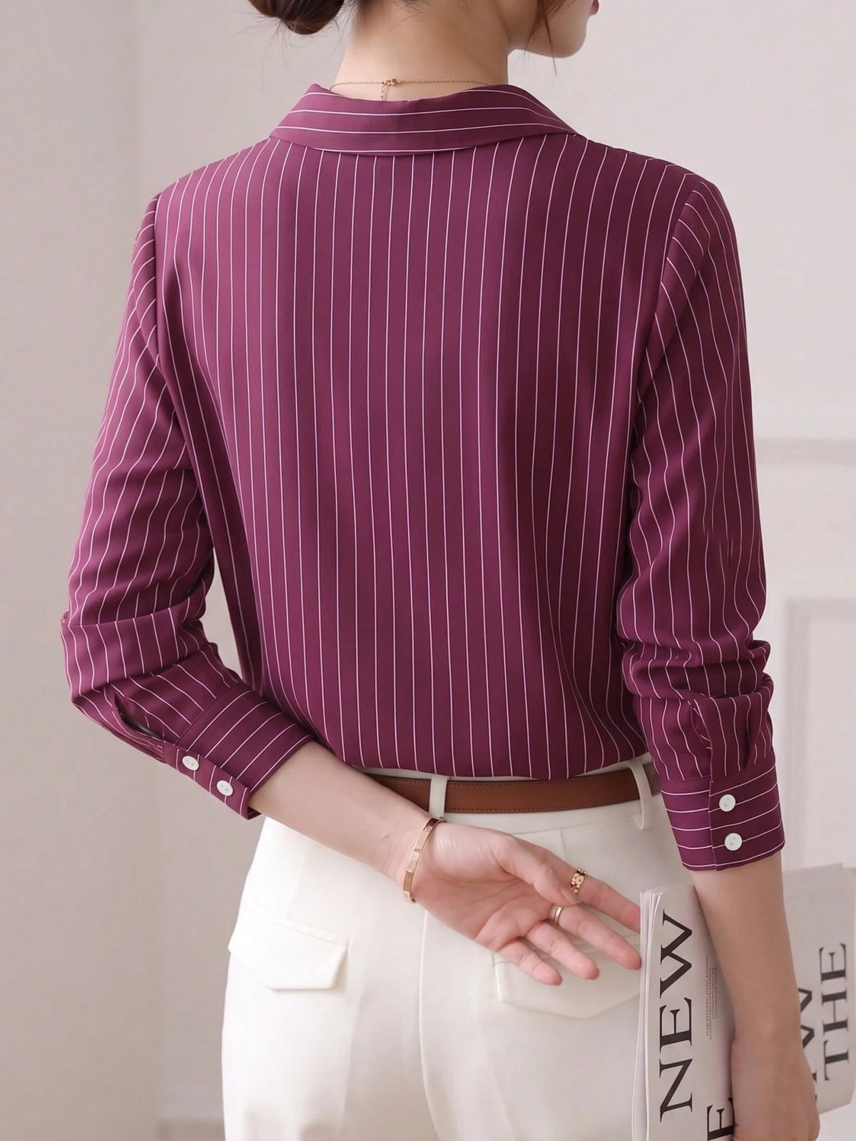 YUXIN Spring & Autumn New Loose Fashion Blue Striped Elegant Long Sleeve Shirt, Design Sense Commuting Workwear Slimming Versatile Blouse